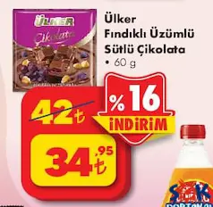 ÜLKER FINDIKLI ÜZÜMLÜ SÜTLÜ ÇİKOLATA 60 G